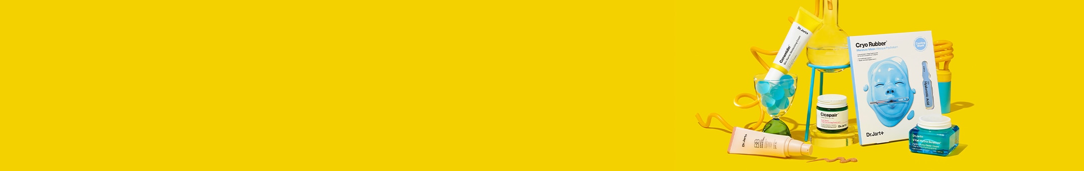 Dr.Jart+ products on a yellow background